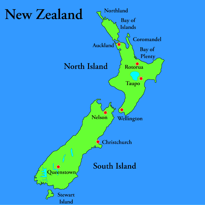 map of new zealand