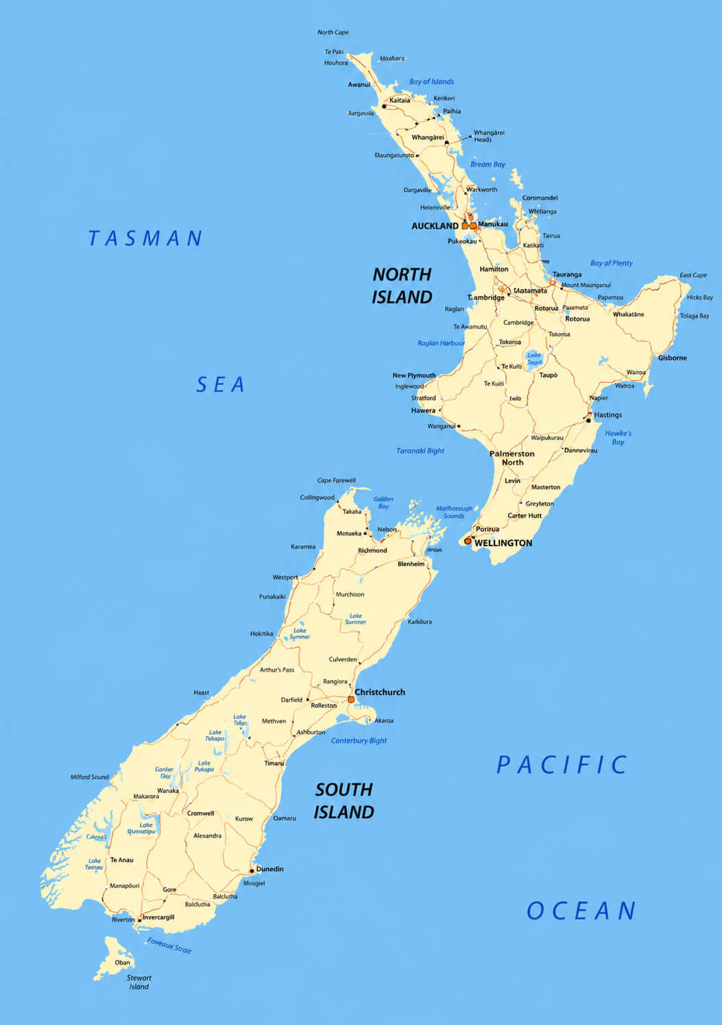 New Zealand road and route map