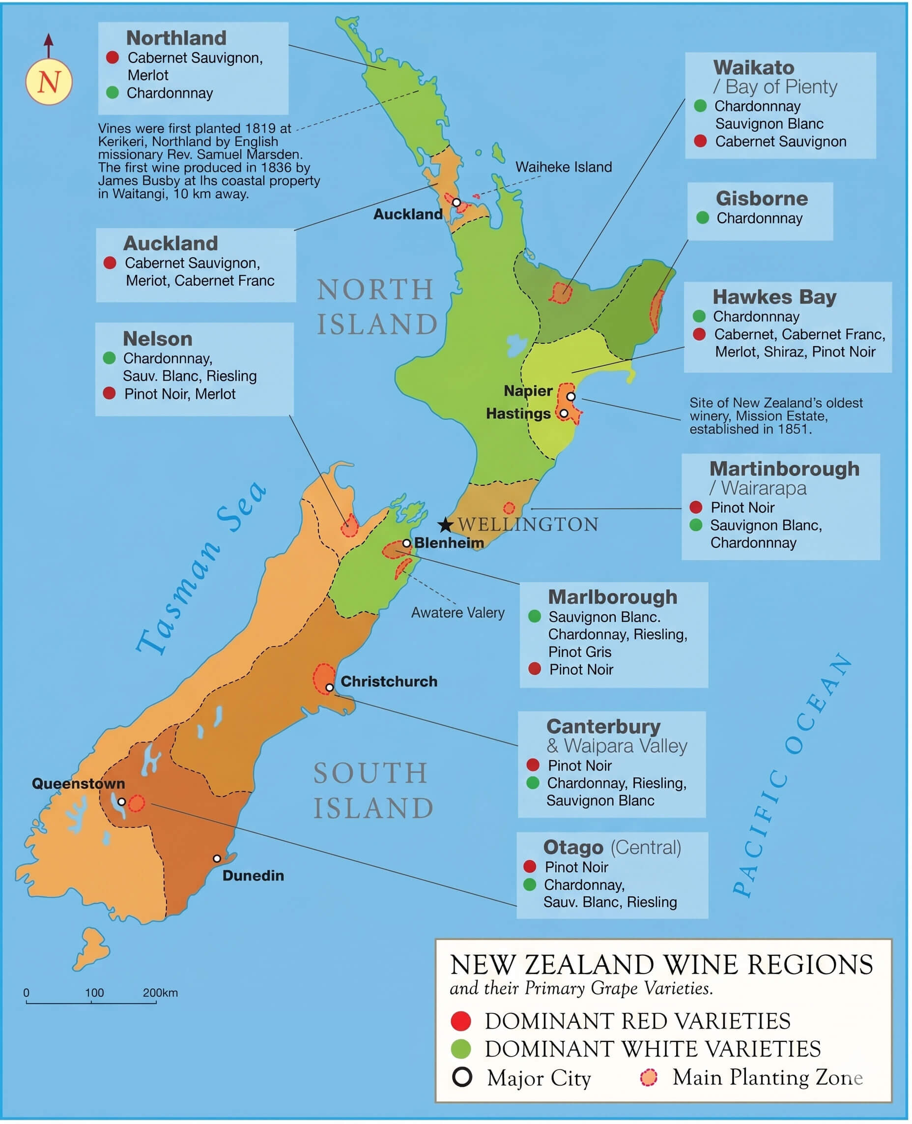New Zealand wine regions map