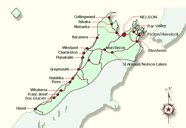 marlborough nelson west coast map