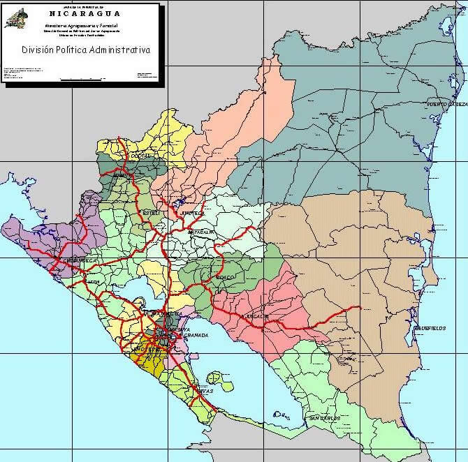 Nicaragua Departments Map