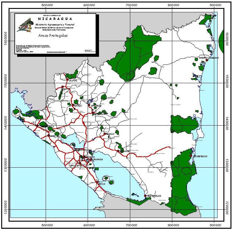 Nicaragua Legally Protected Natural Area Map