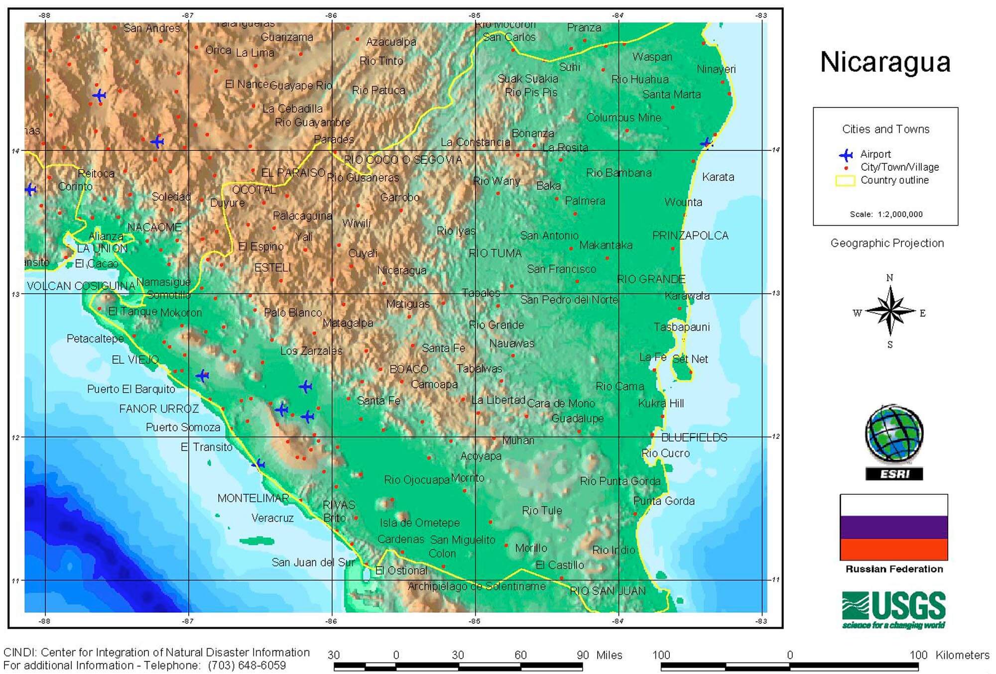 Relief Map Nicaragua
