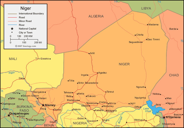 political map of niger
