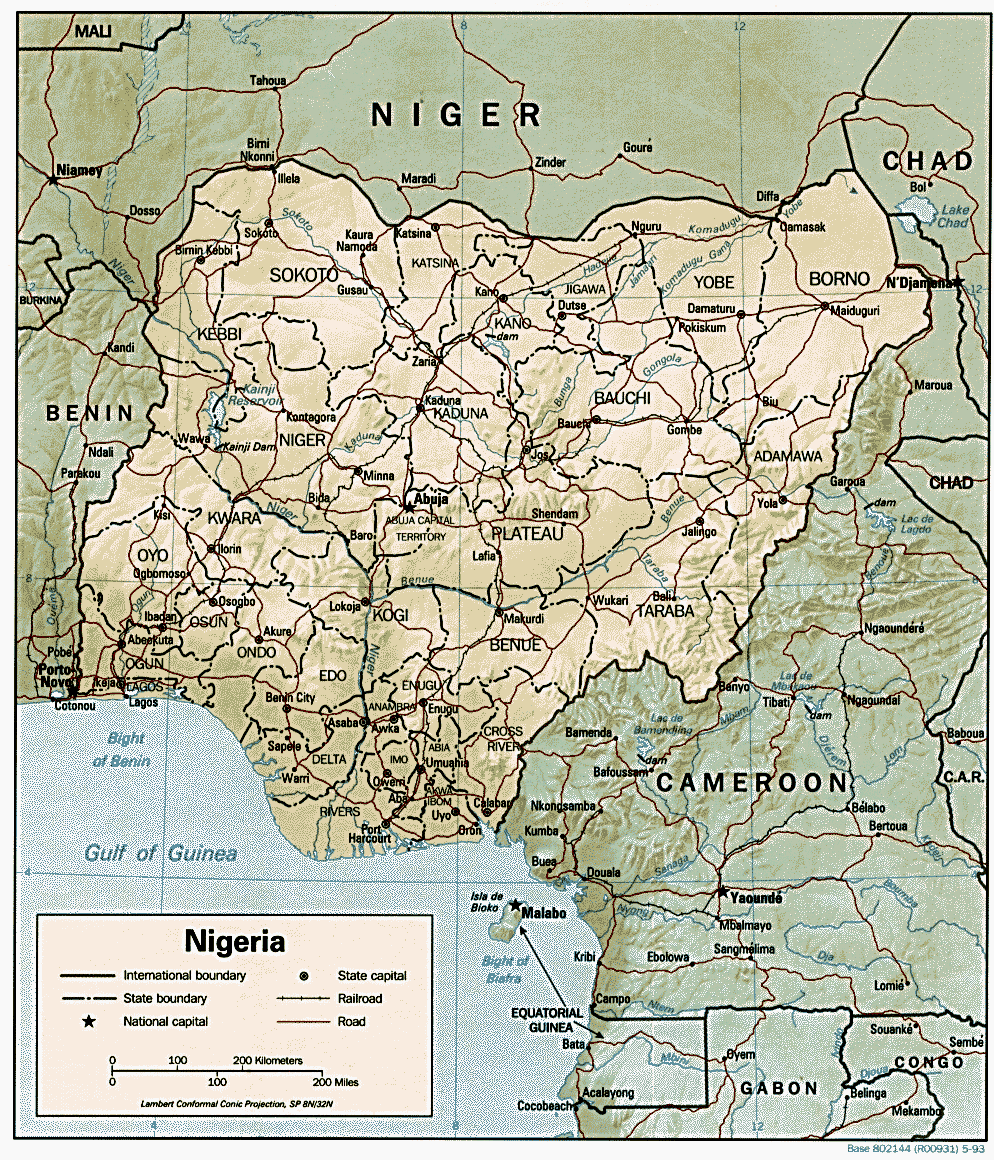 nigeria relief map