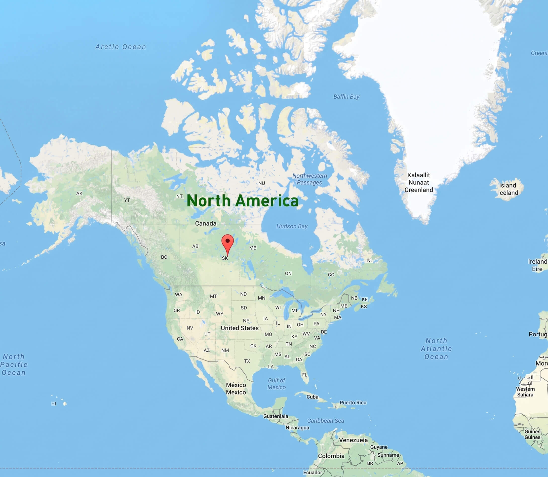 North America Google style map