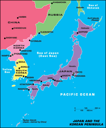 Japan and the Korean Peninsula Map