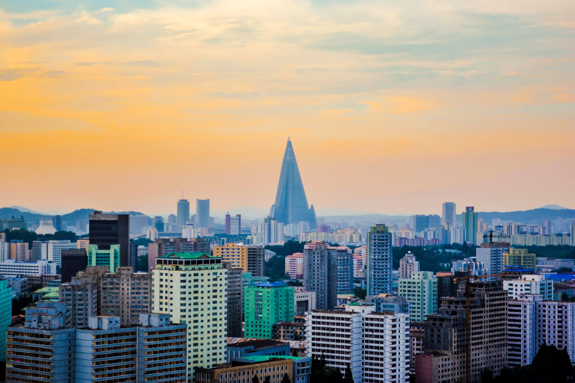 Pyramid-shaped skyscraper Pyongyang, North Korea