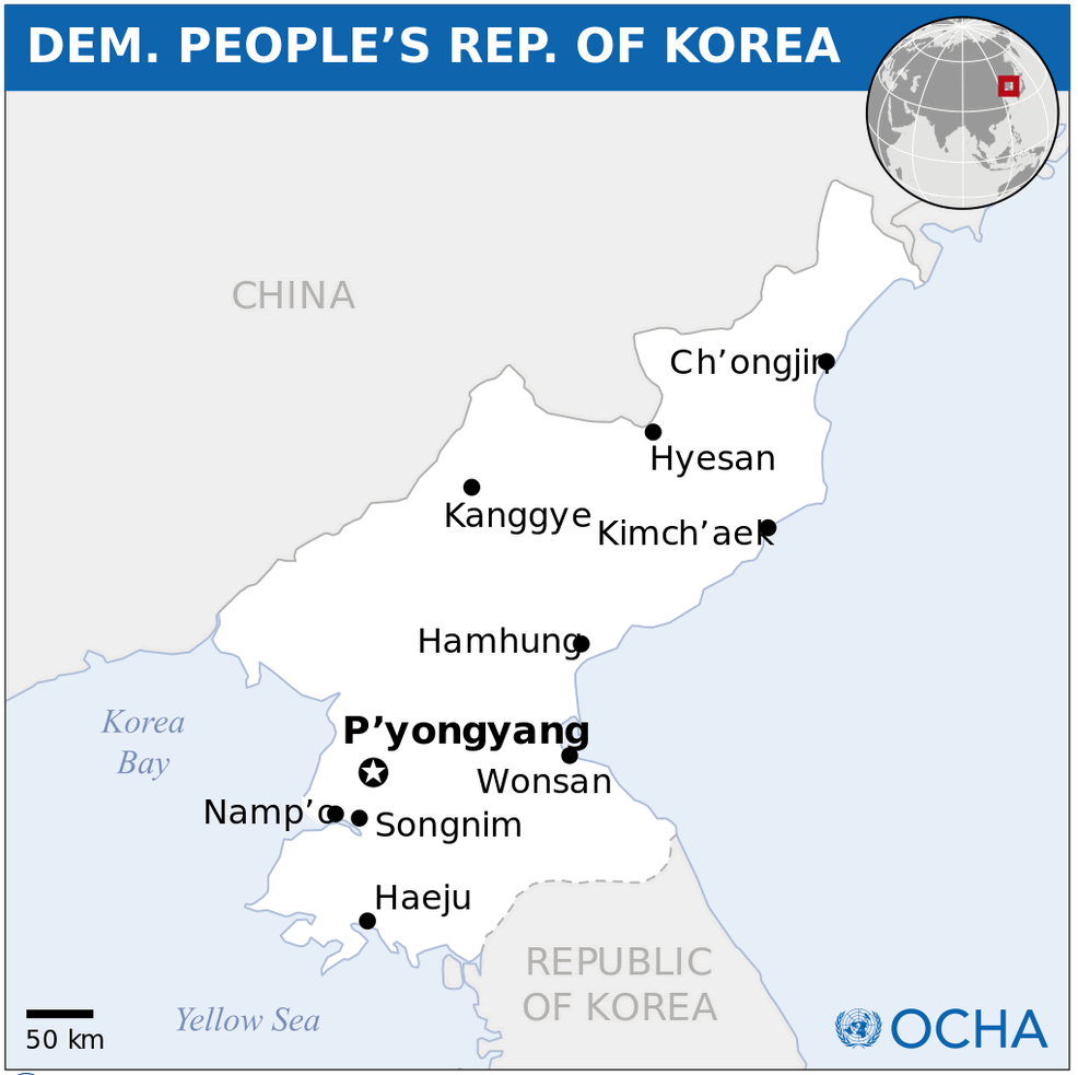 north korea location map