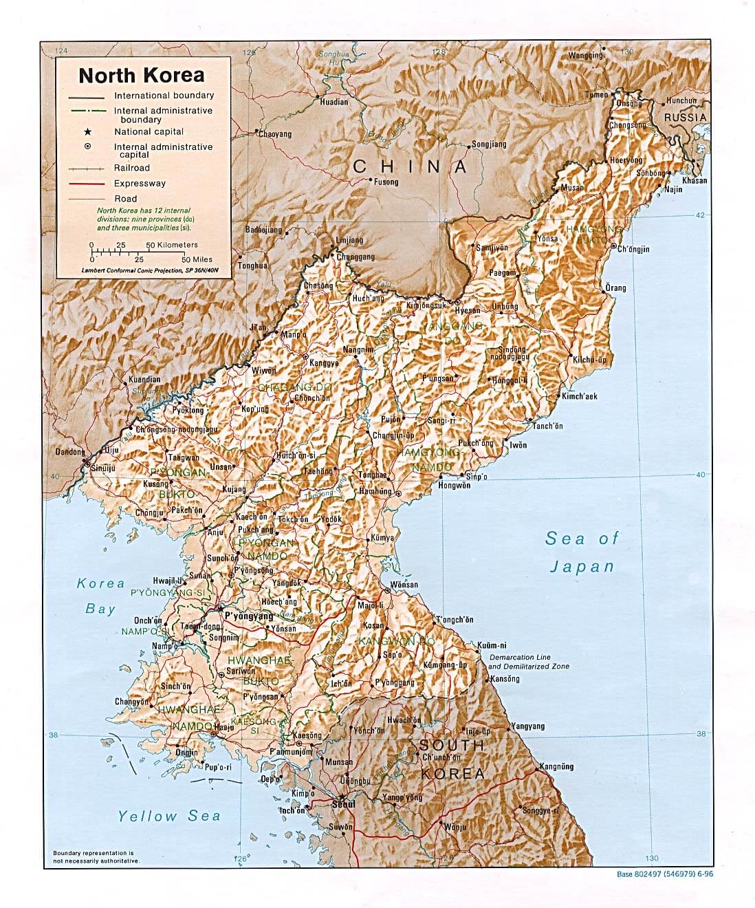 north korea relief map