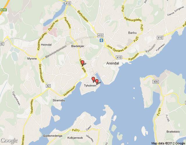 arendal hotels map