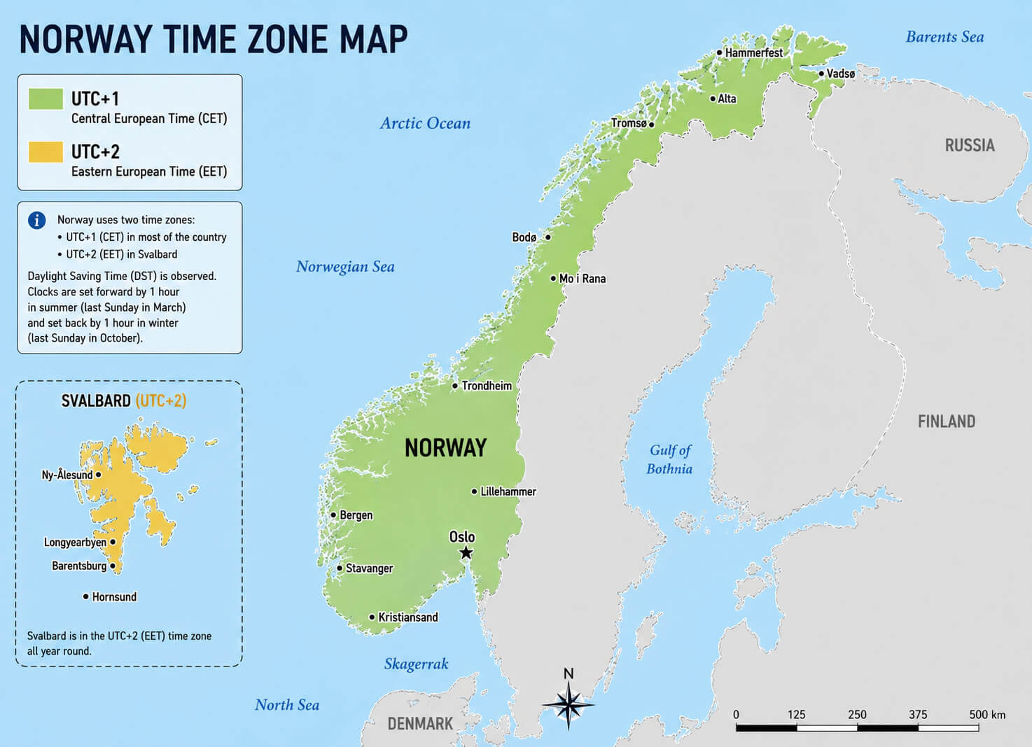 Norway time zone map