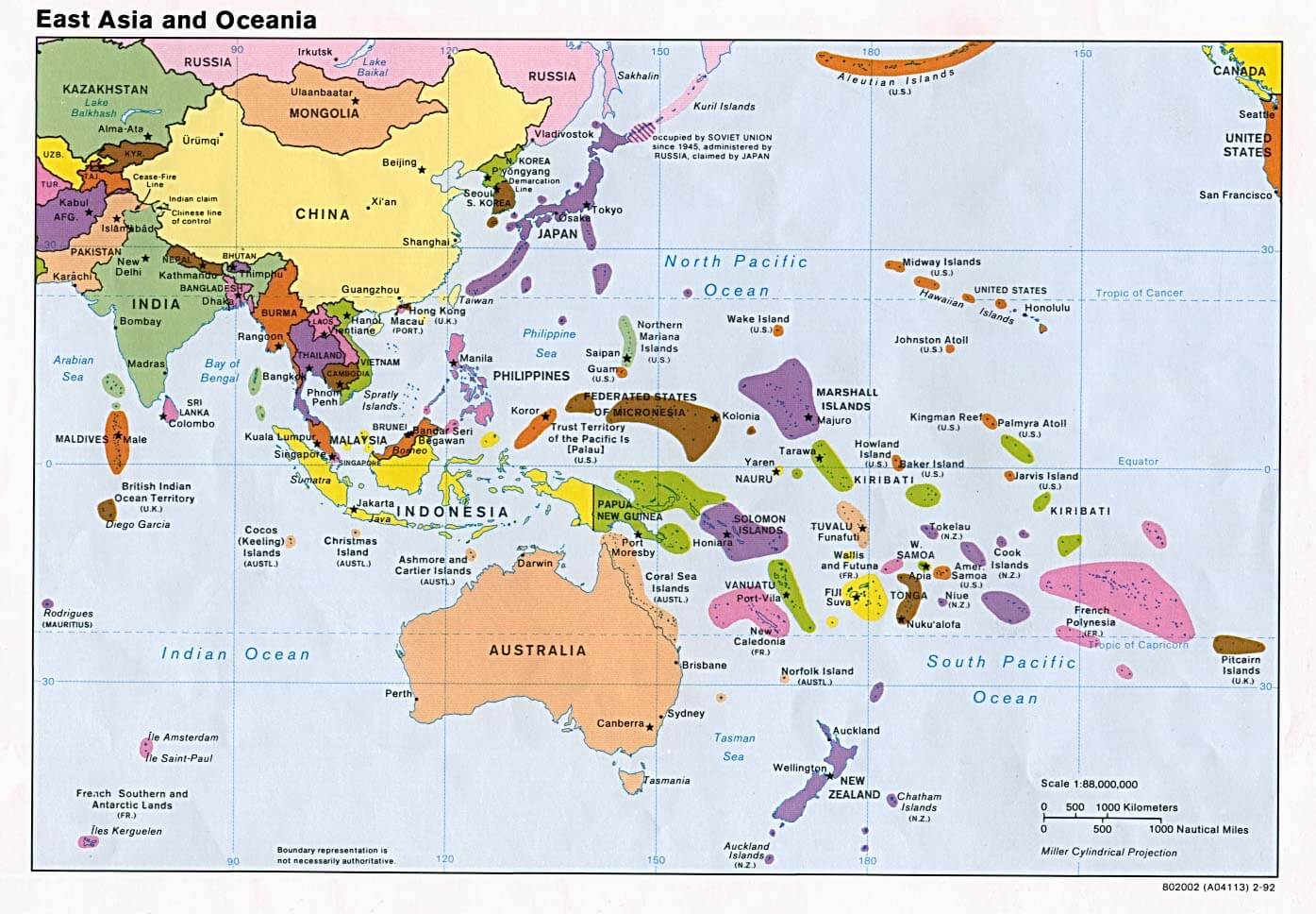 east asia oceania map