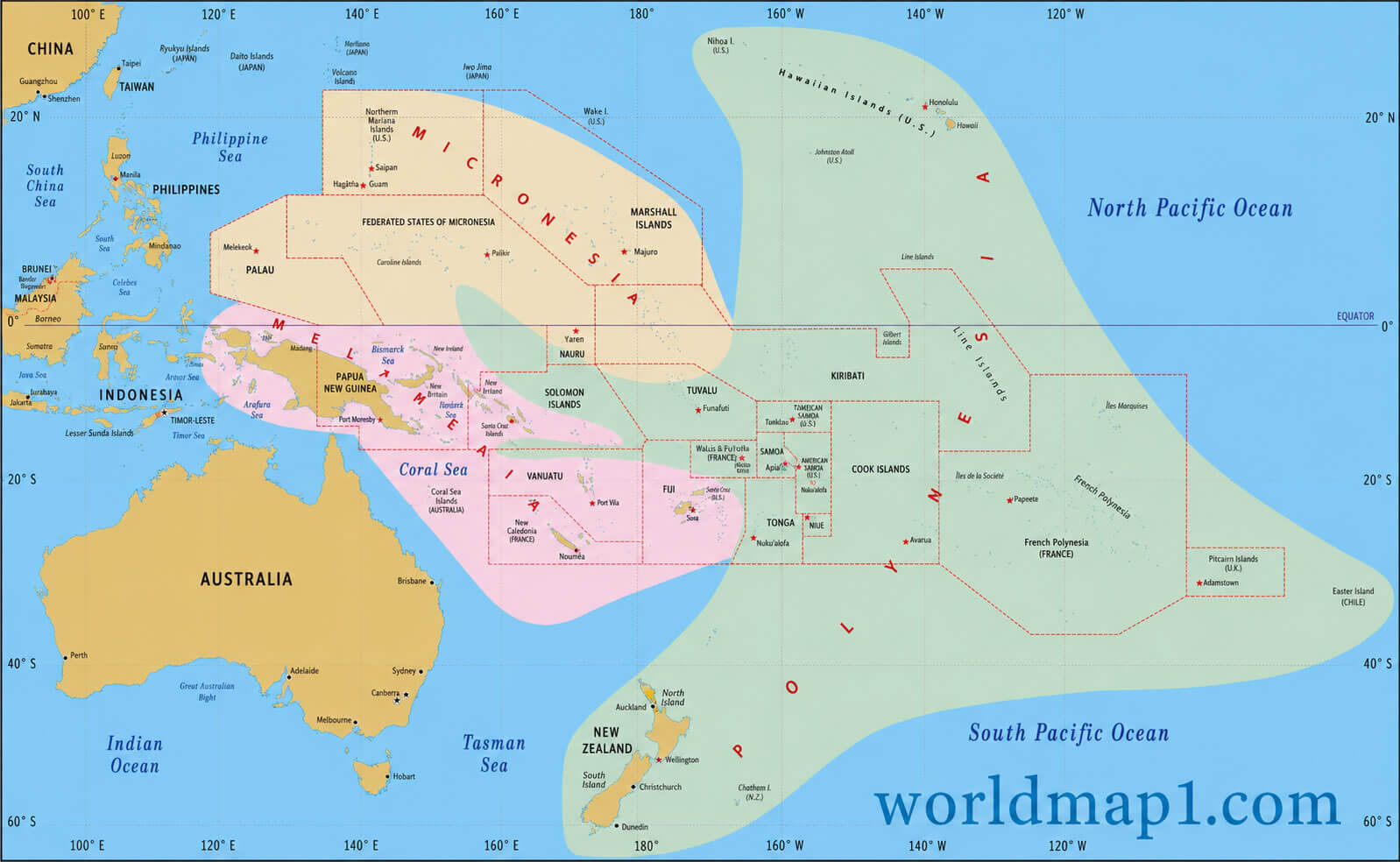 Oceania country map Australia
