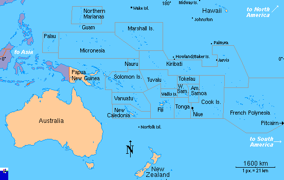 political map of oceania