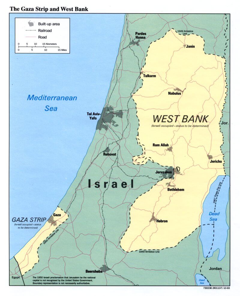 gaza west bank map palestine