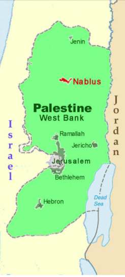 Nablus west bank map