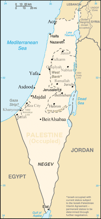 palestine israel Ramallah map