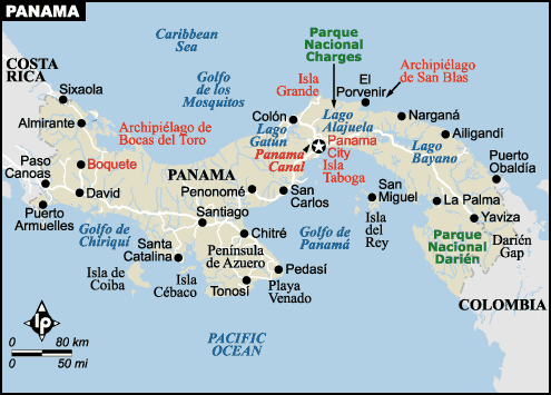 Panama Major Cities Map