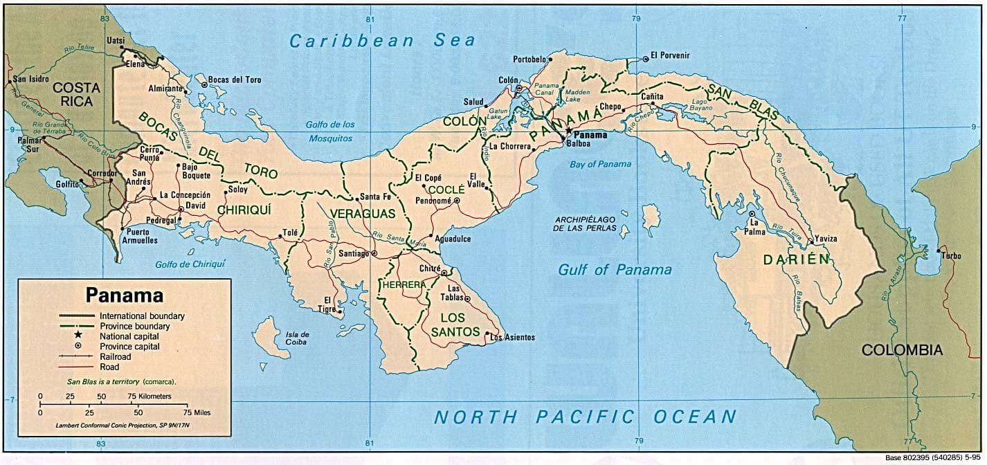 Panama Political Map 1995