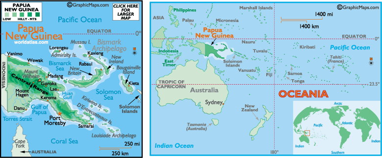 papua new guinea map oceania