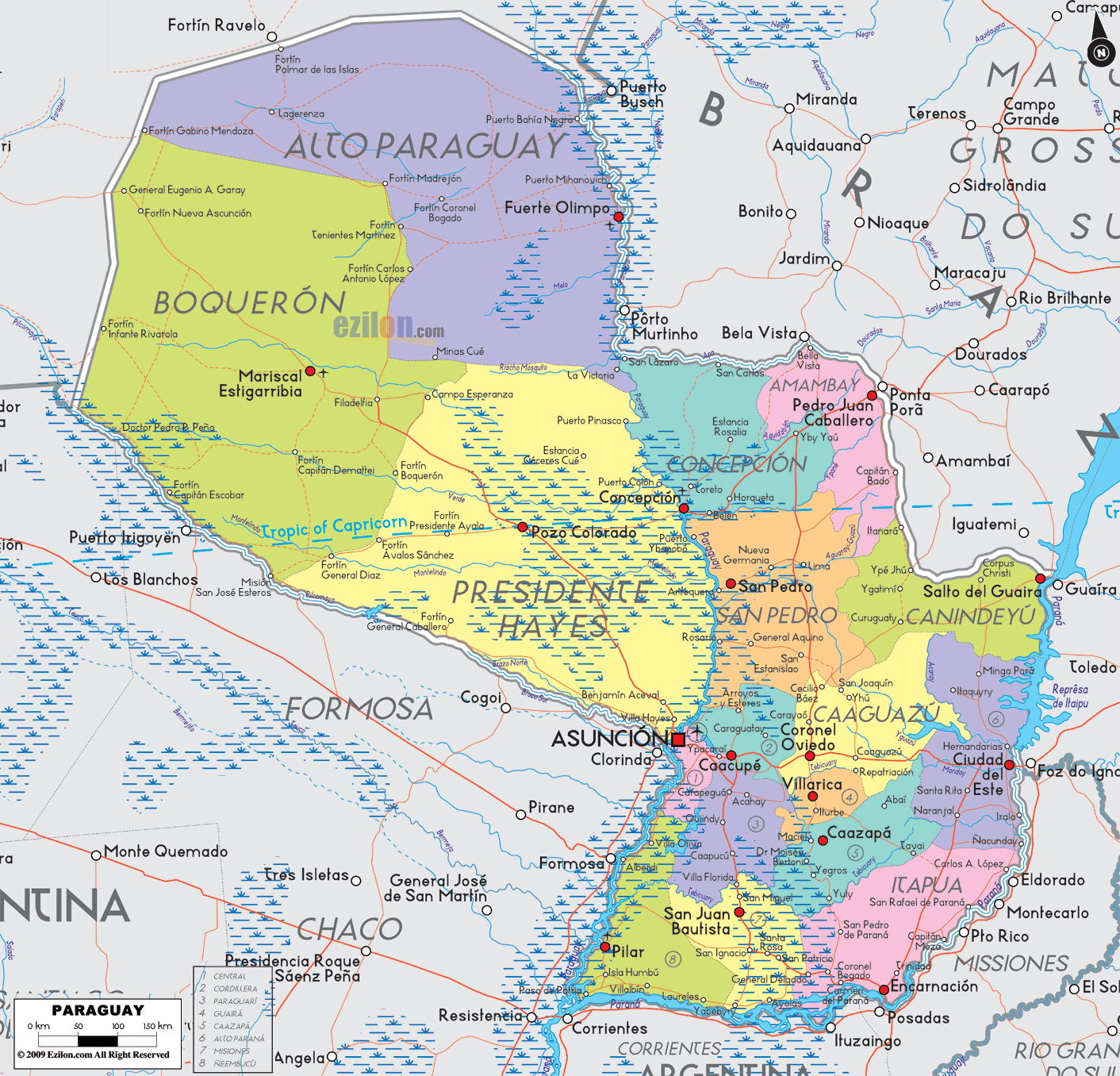 map of Paraguay