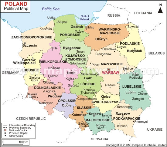 provinces poland map