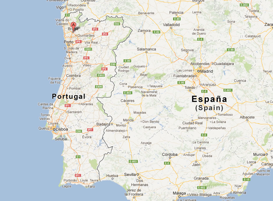 map of Braga portugal
