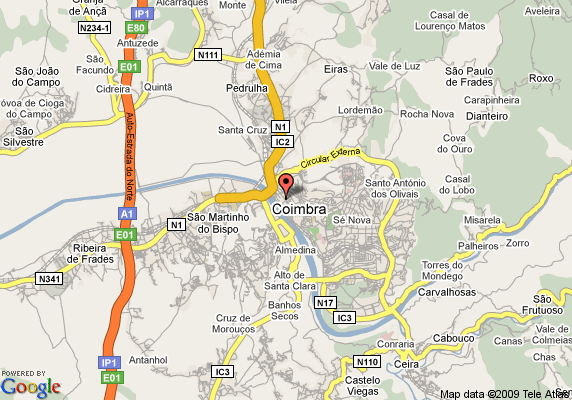 Coimbra hotels map