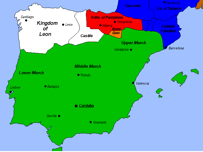Map of Portugal Andalus Umayyad Caliphate 720