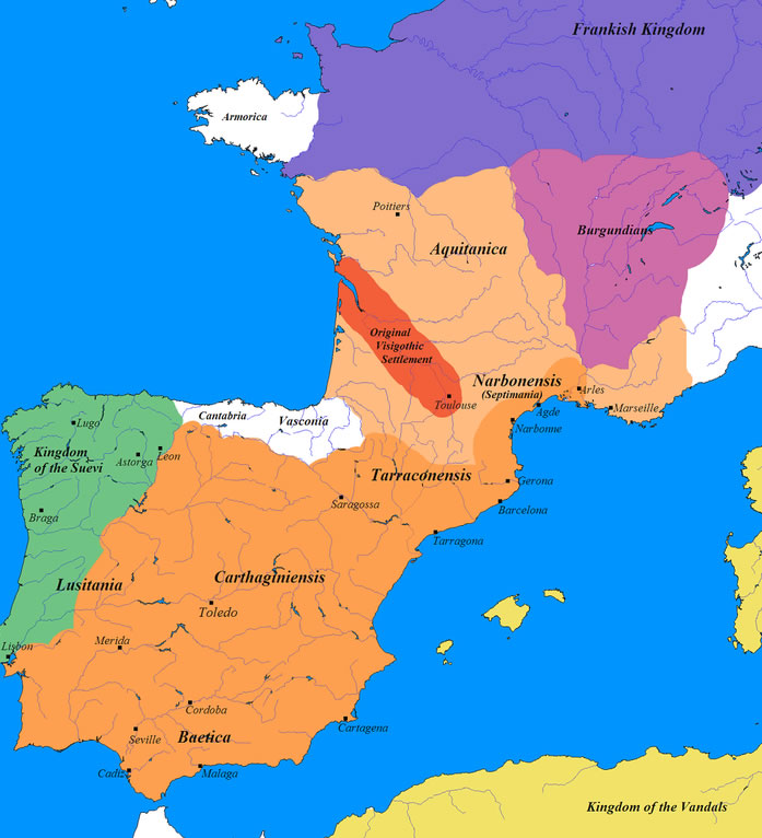 Map of the Visigothic Kingdom Portugal
