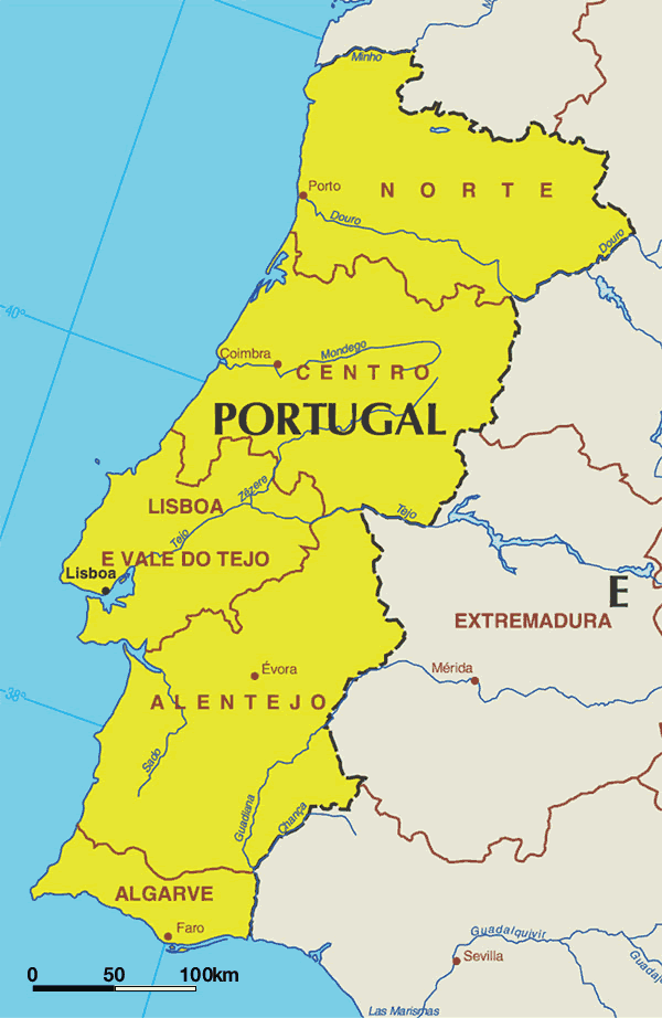 Map of Portugal Provinces