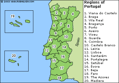 Regions of Portugal Map