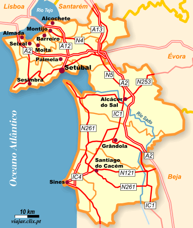 Setubal regions map