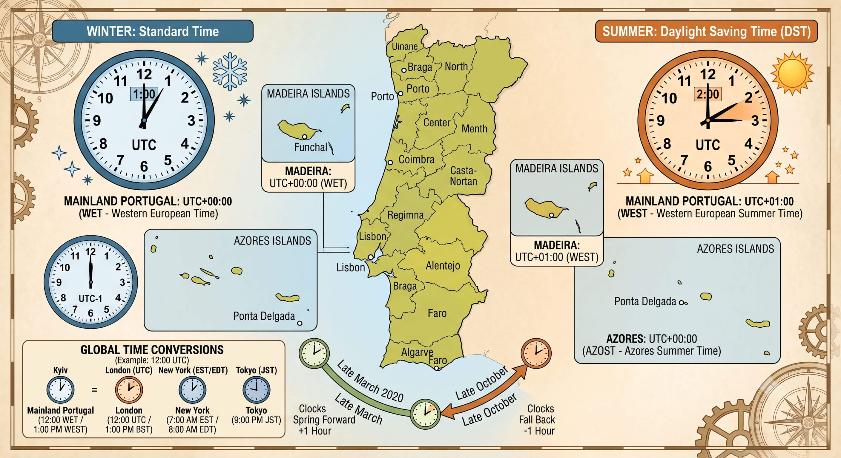 Portugal time zone map