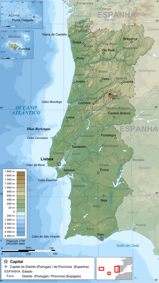 Topographic Administrative Map of Portuguese Republic