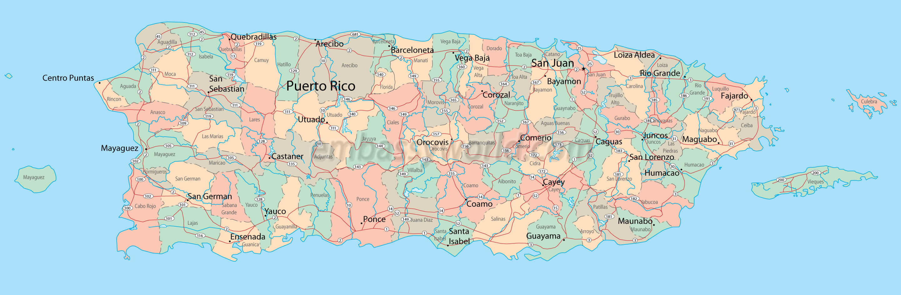 cities map of puerto rico