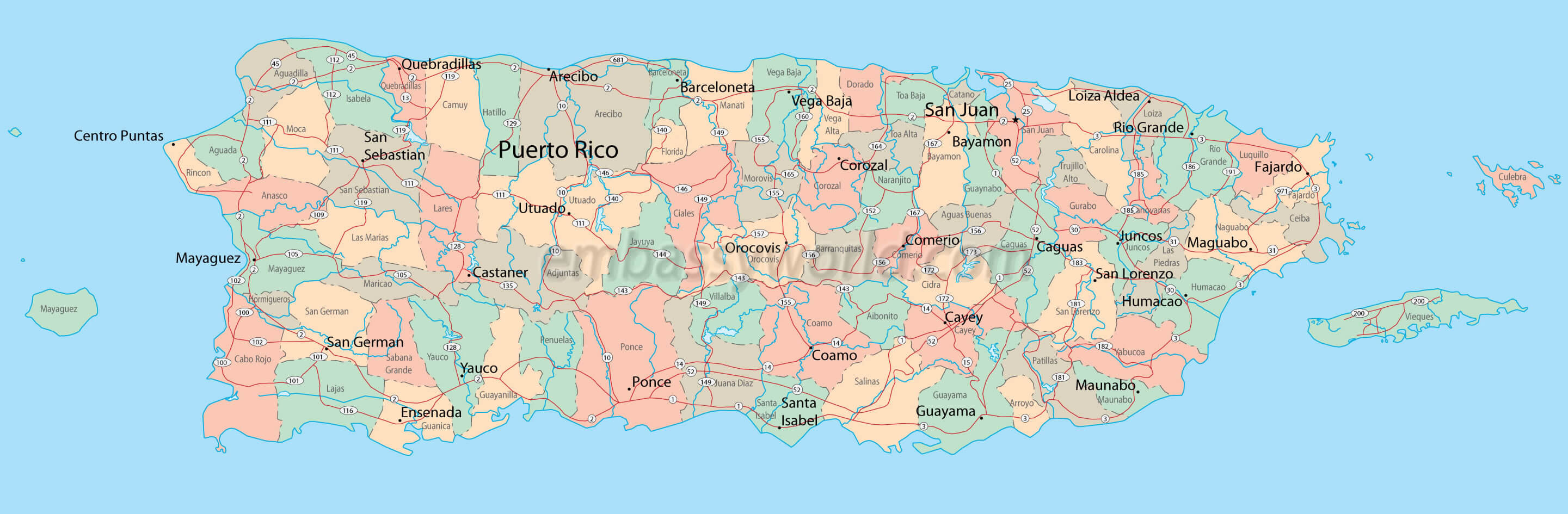 Cities Map of Puerto Rico