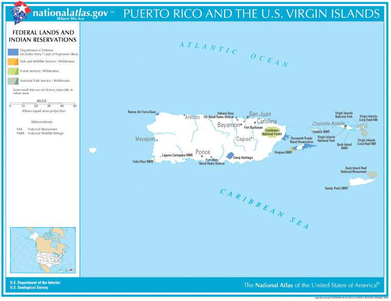 Puerto Rico Federal Lands Indian Reservations Map 2003