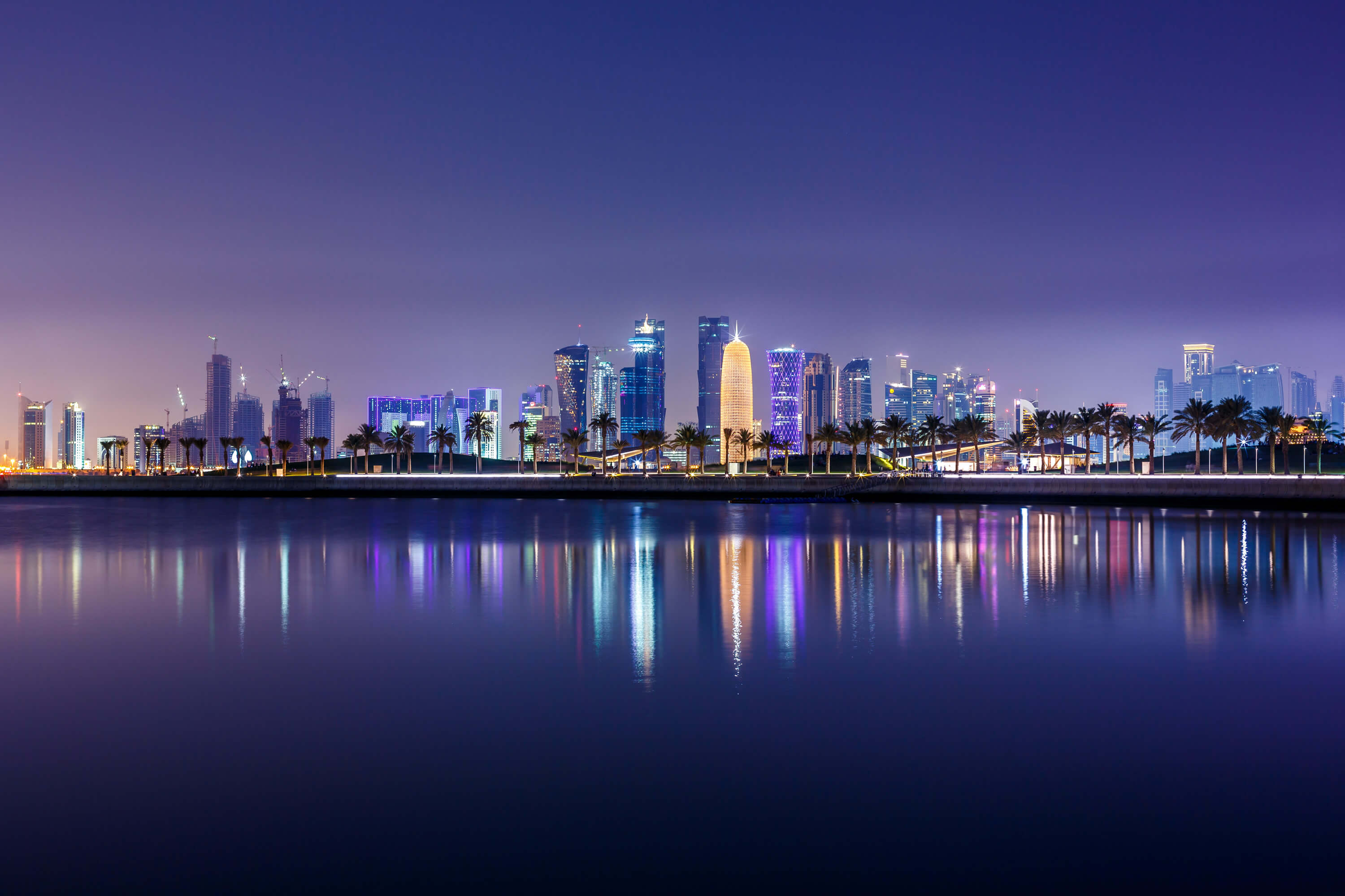 Doha city skyline at night Qatar