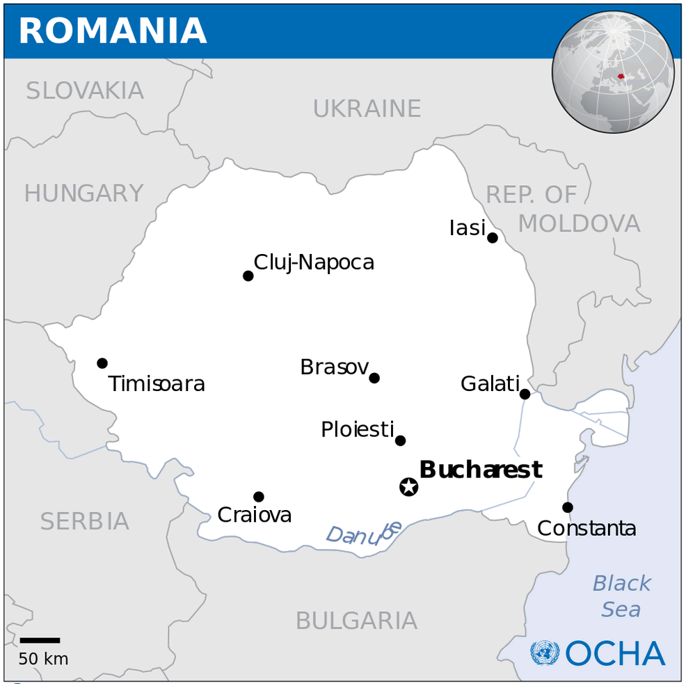 romania location map
