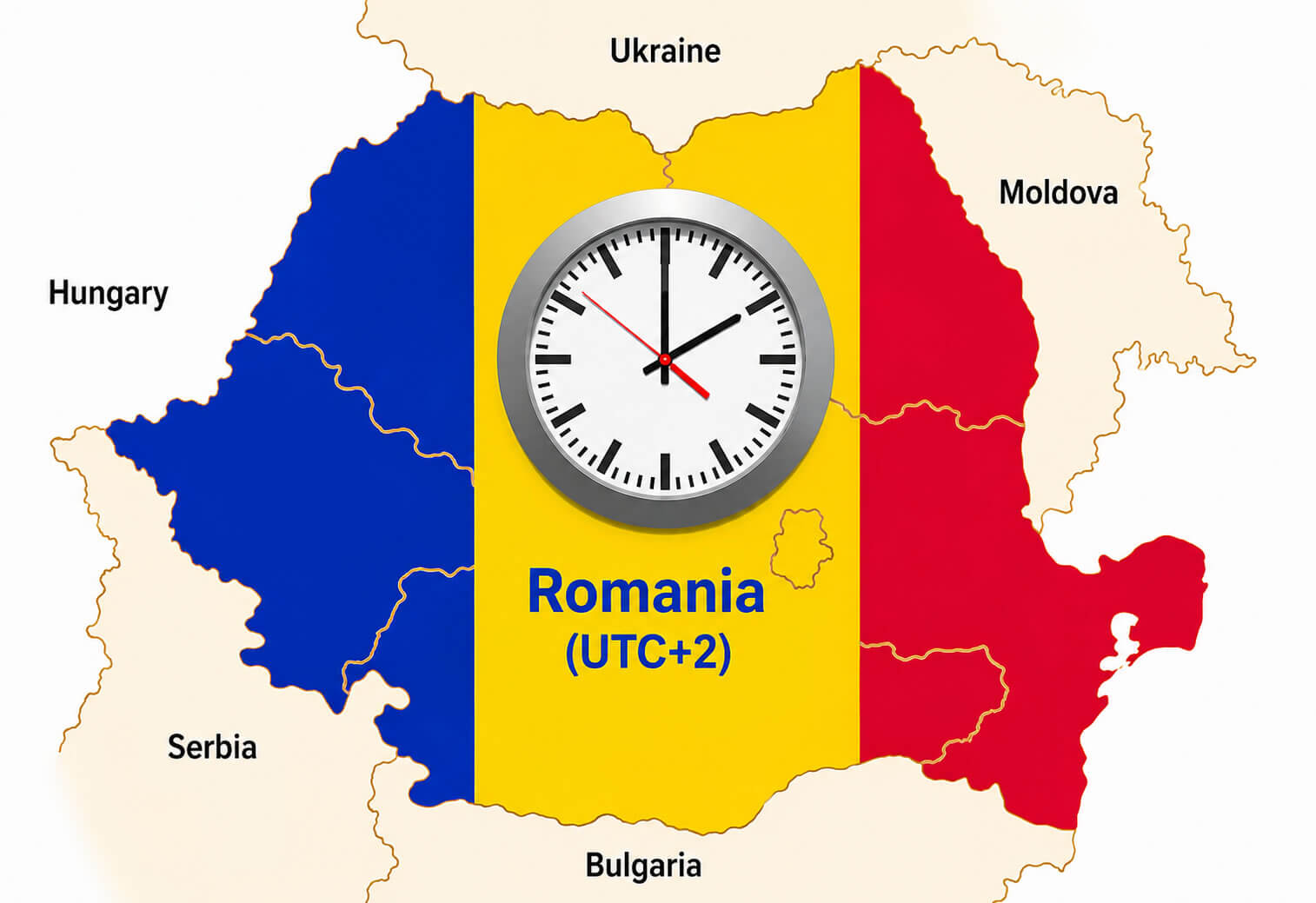 Romania on World time zone map