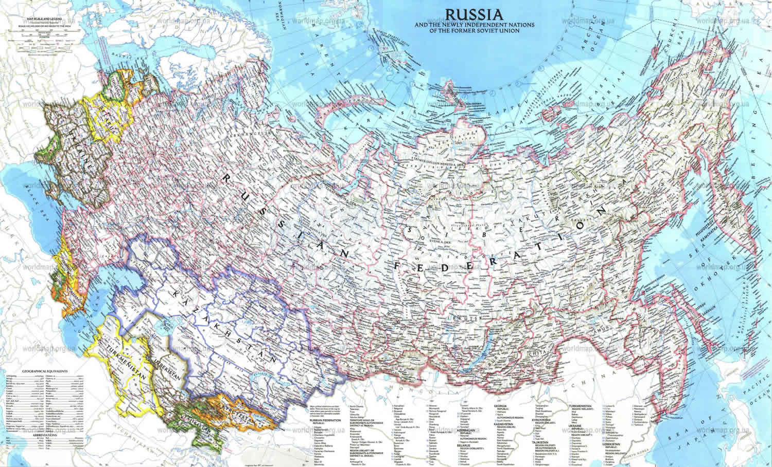 map of russia english