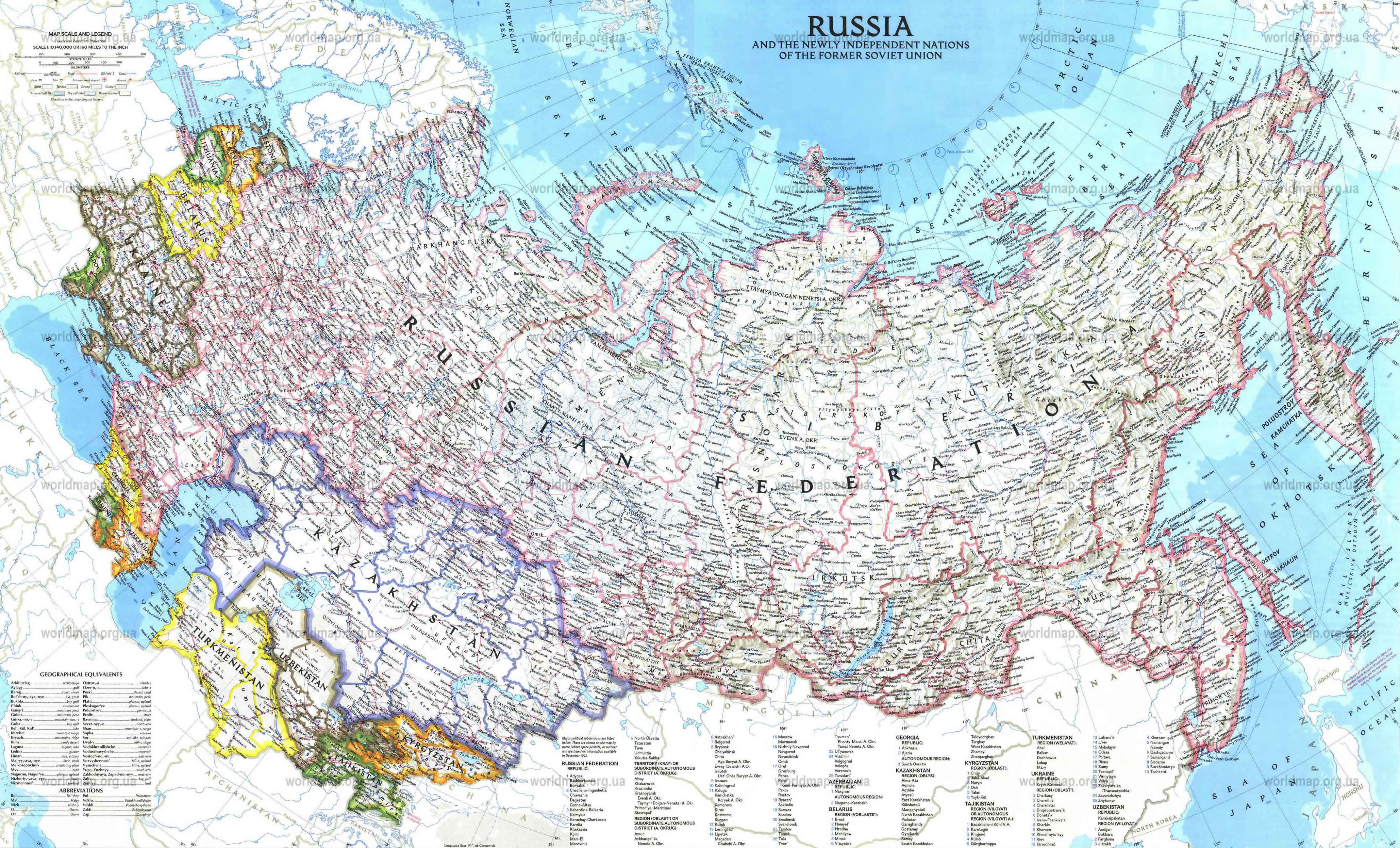 map of russia english b