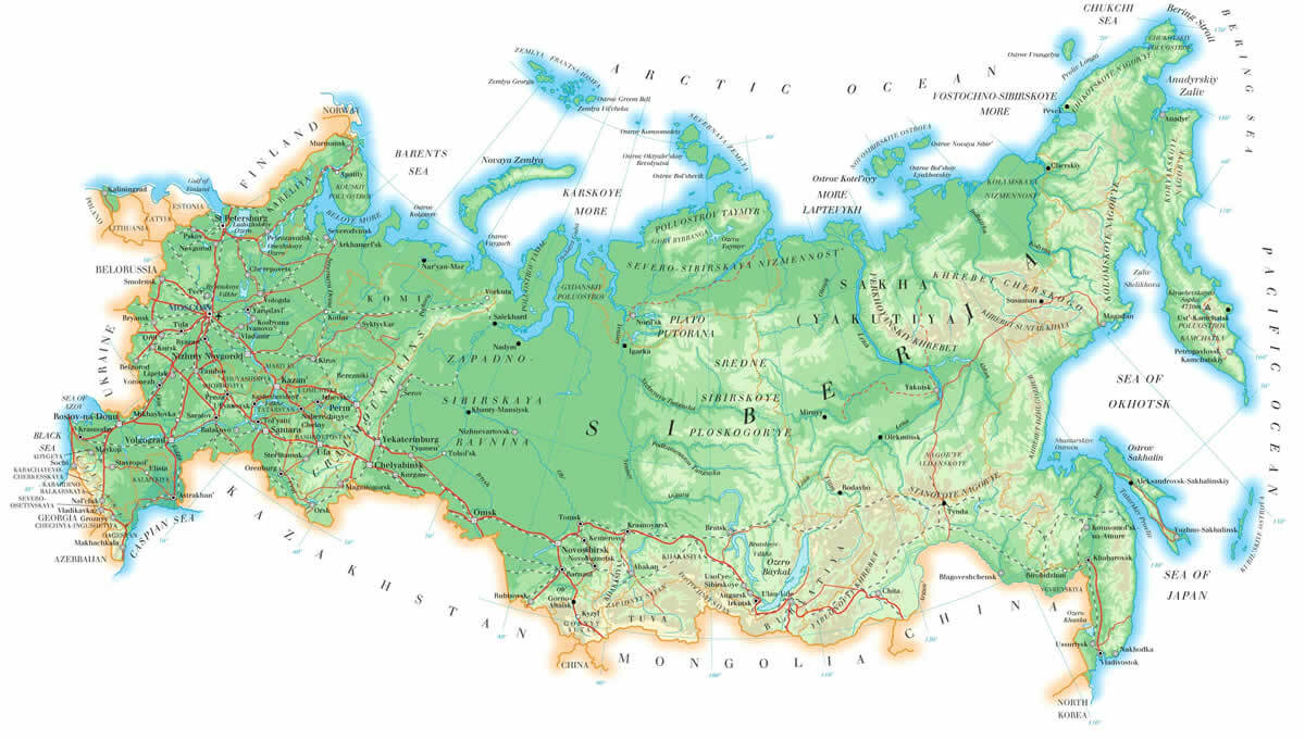 map physical russia