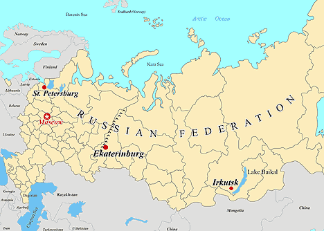 Yekaterinburg Russia map