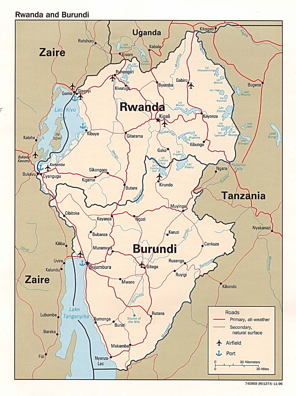 rwanda physical map