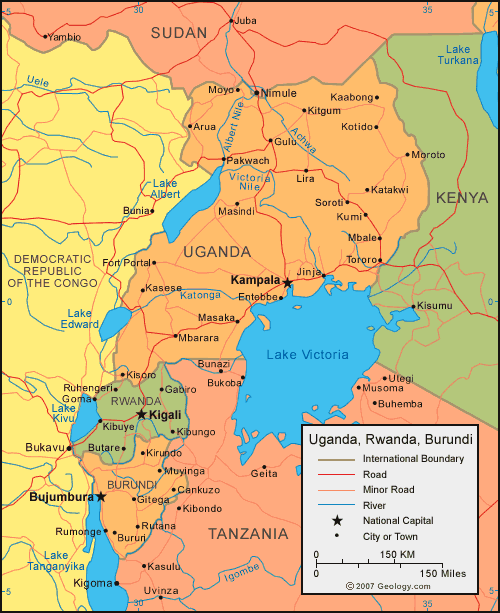 rwanda political map