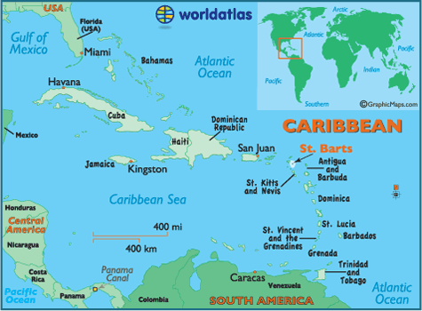 st barthelemy caribbean sea map