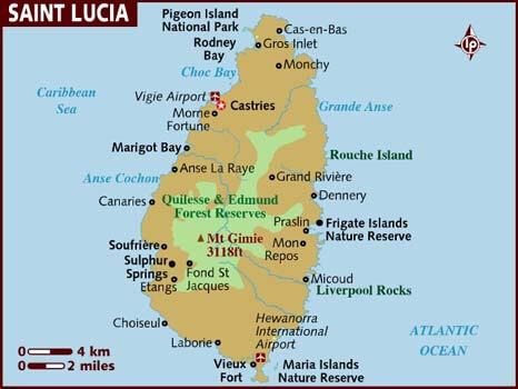 map of saint lucia